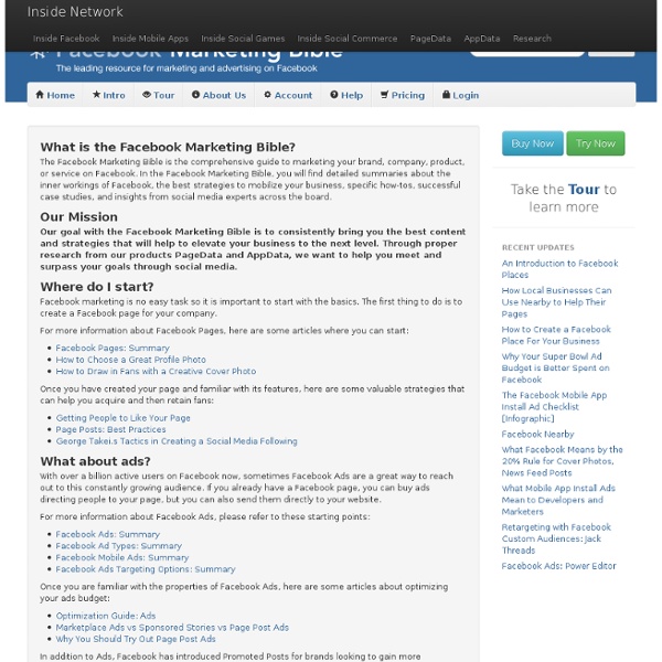 Facebook Marketing Bible - Marketing Strategies for Advertisers, Brand Marketers, and Developers on Facebook