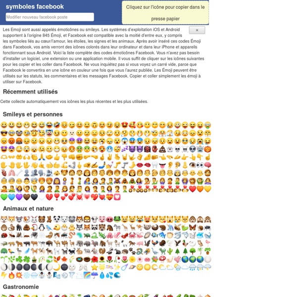 Facebook Symboles: symbole smiley, symbole emoji, émoticônes et listes de codes