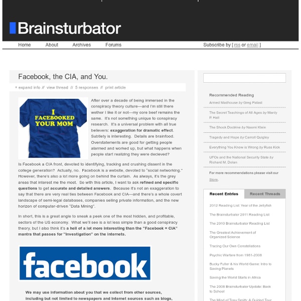 Facebook, the CIA, and You. // Brainsturbator