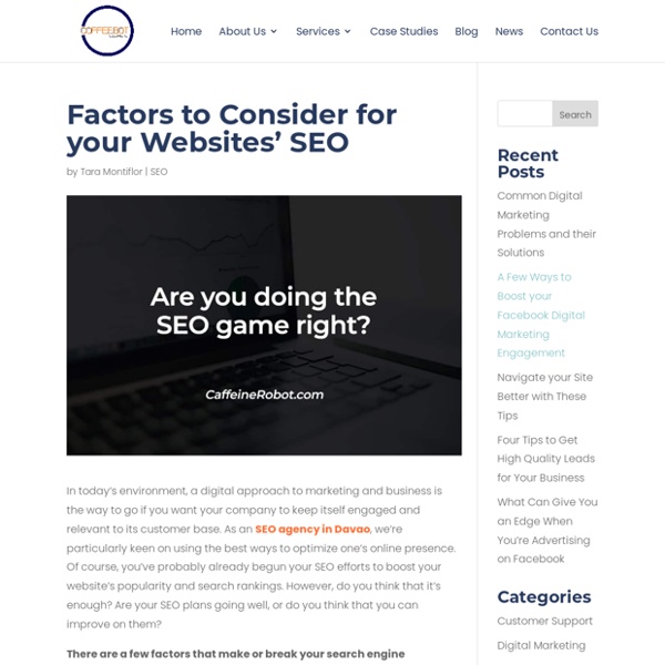 Factors to Consider for your Websites’ SEO