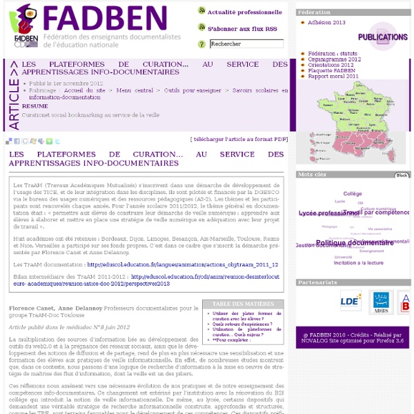 La curation au service des apprentissages info-doc - Fadben