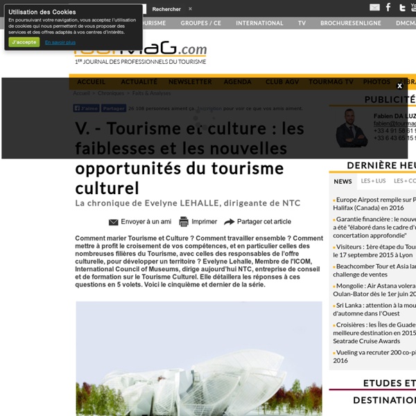 V. - Tourisme et culture : les faiblesses et les nouvelles opportunités du tourisme culturel