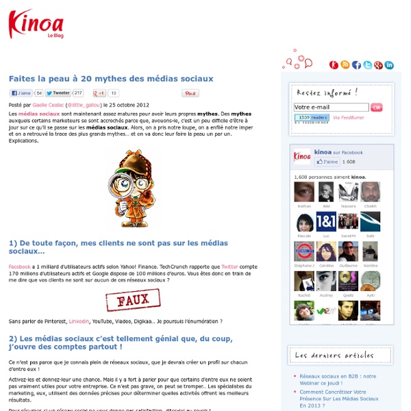 Faites la peau à 20 mythes des médias sociaux - Le Blog Kinoa