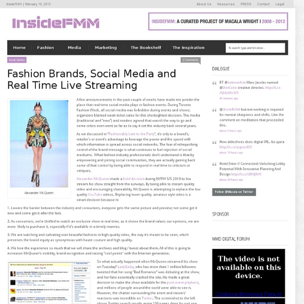 Fashion Brands, Social Media and Real Time Live Streaming «FMM