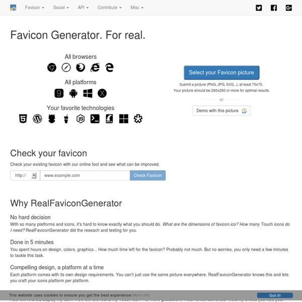 Favicon Generator for all platforms: iOS, Android, PC/Mac...