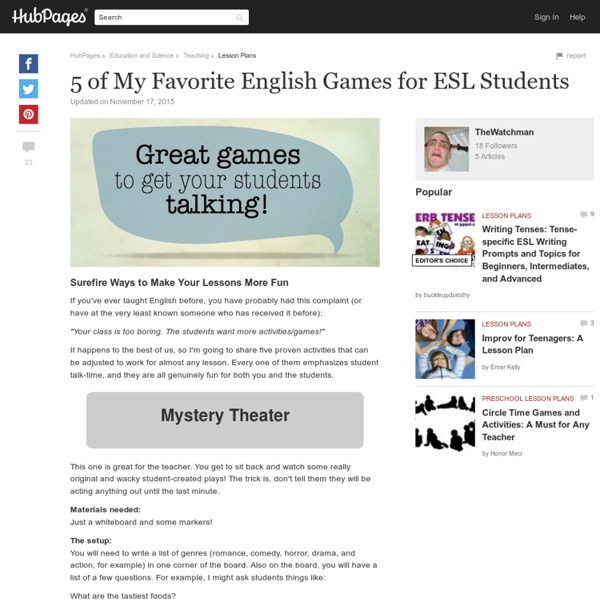 5 of My Favorite English Games for ESL Students