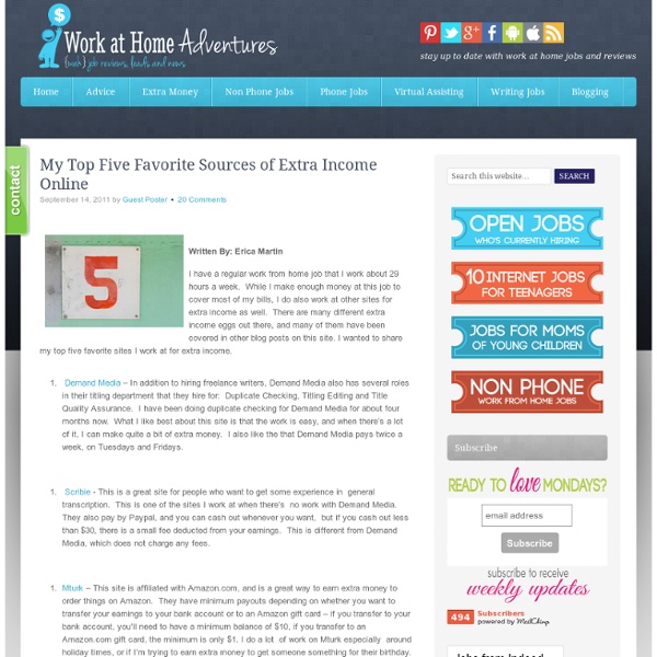 My Top Five Favorite Sources of Extra Income Online