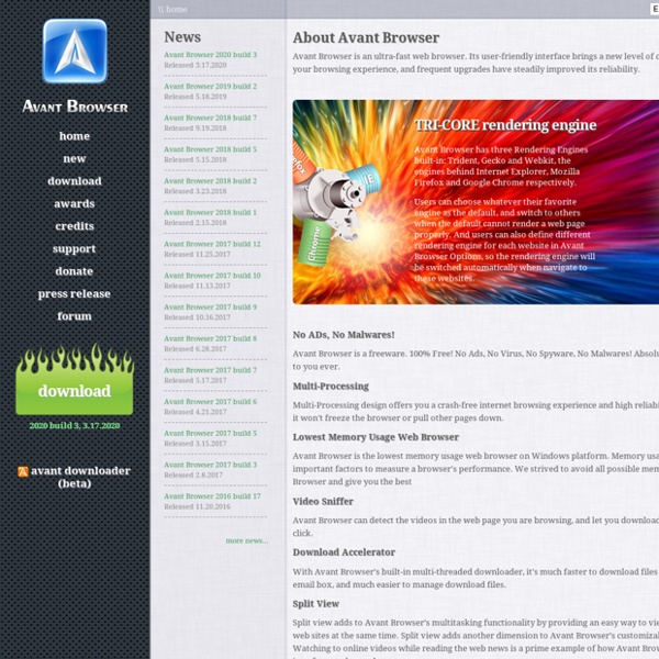 Home - Avant Browser, an ultra-fast browser with AutoFills, AD Blocker, Online Bookmarks, Private Browsing and RSS Reader, but NO Memory leak!
