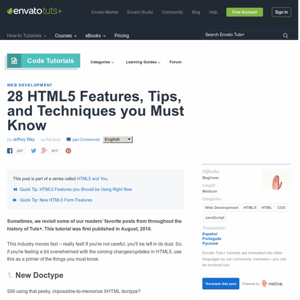 28 HTML5 Features, Tips, and Techniques you Must Know
