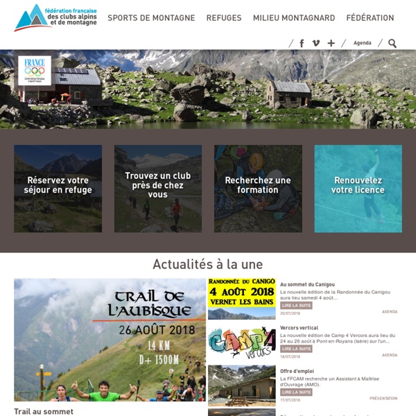 Accueil , Club Alpin Francais - Fédération française des clubs alpins et de montagne