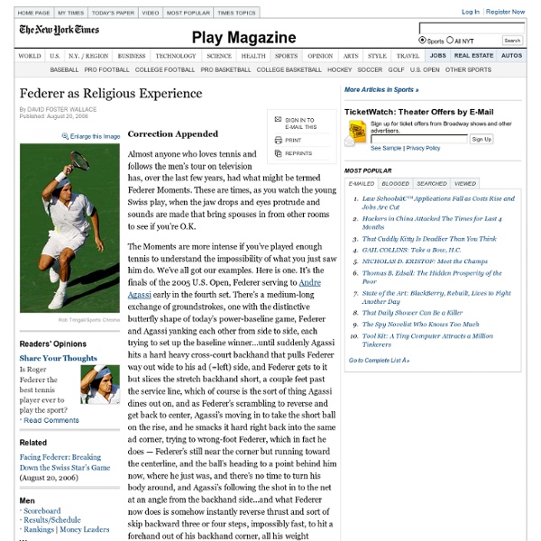 Roger Federer as Religious Experience - Tennis