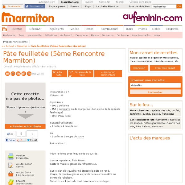 Pâte feuilletée (5ème Rencontre Marmiton) : Recette de Pâte feuilletée (5ème Rencontre Marmiton)
