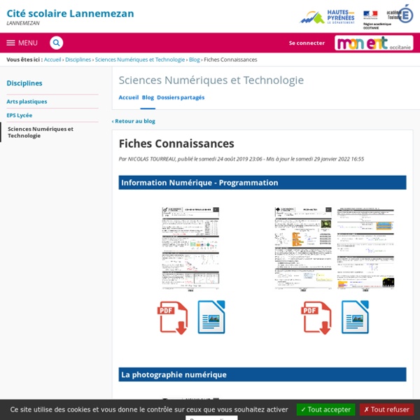 Fiches Connaissances - Sciences Numériques et Technologie - Cité scolaire Lannemezan