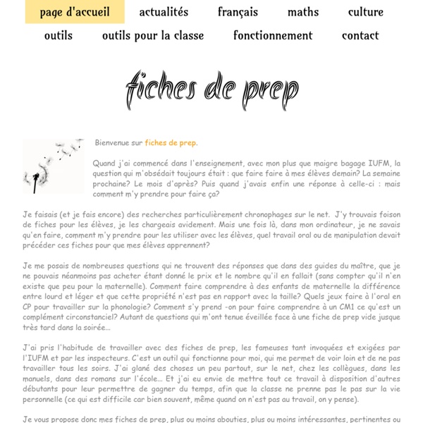 Fiches de prep - Fiches de préparations (cycle1-cycle 2-CLIS)