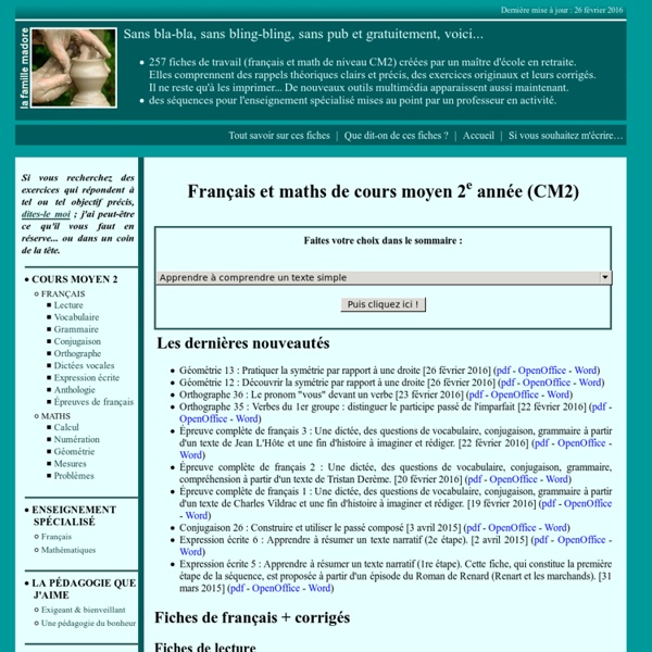 Exercices gratuits CM2 français et math