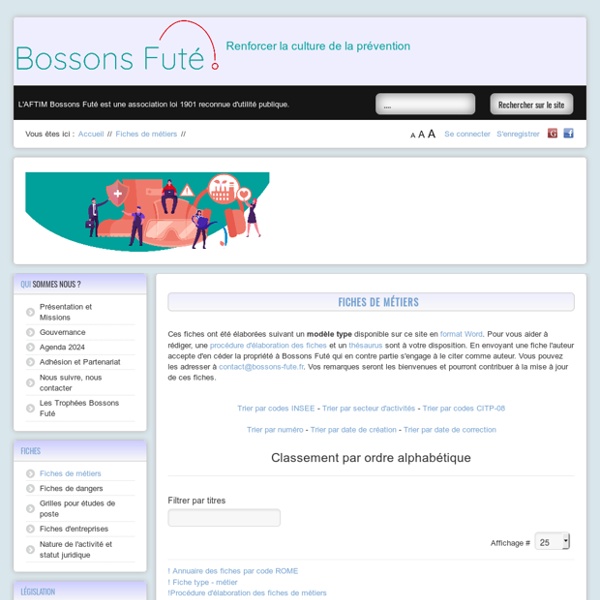 Bossons Futé - Fiches de métiers
