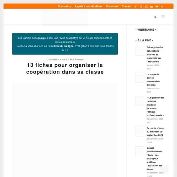 Organiser la coopération dans sa classe