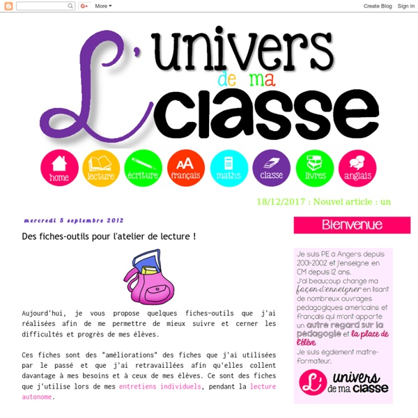 Des fiches-outils pour l'atelier de lecture !