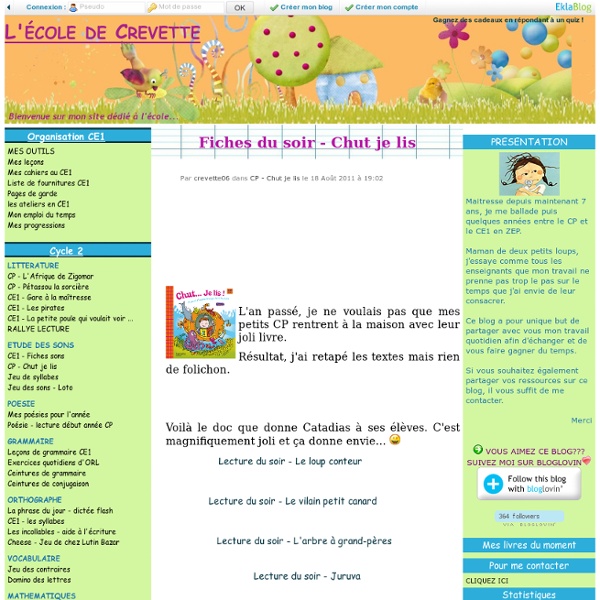 Fiches du soir - Chut je lis