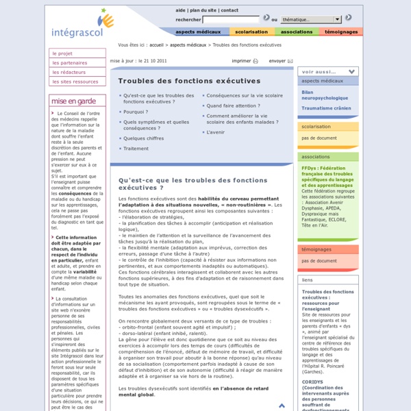 FicheTroubles des fonctions exécutives[aspects médicaux]