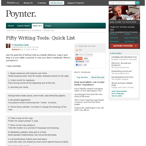Fifty Writing Tools: Quick List