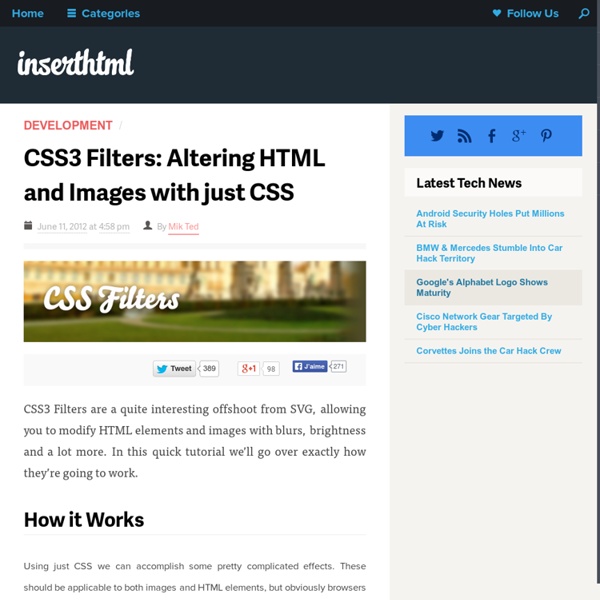 CSS3 Filters: Altering HTML and Images with just CSS