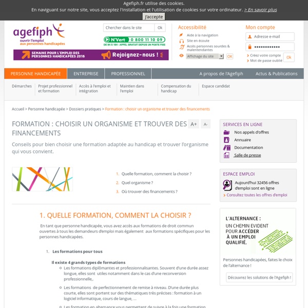 Formation : choisir un organisme et trouver des financements - Dossiers pratiques - Personnes handicapées