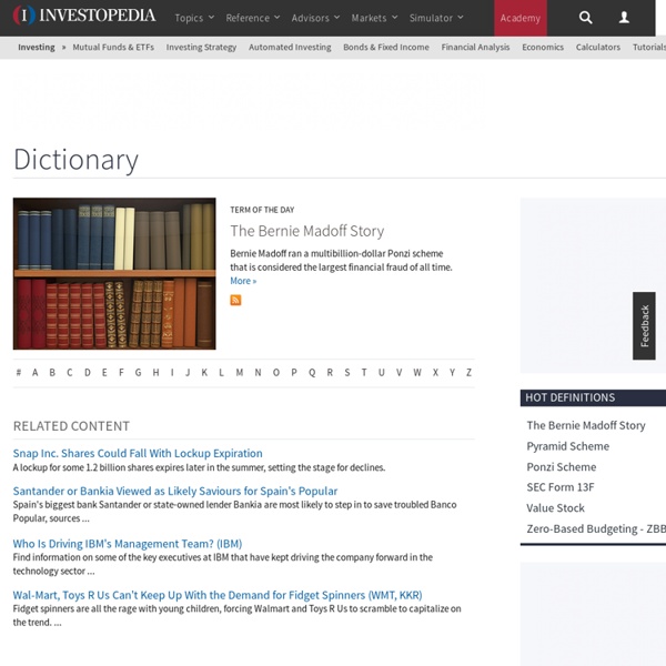 Investopedia.com Financial Dictionary