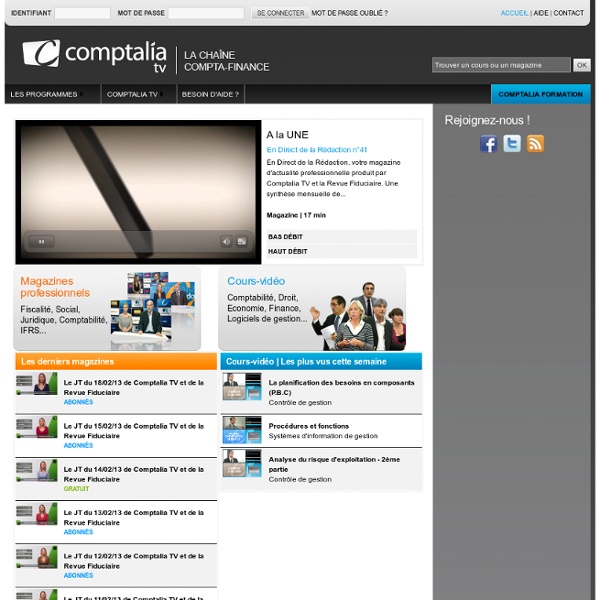 Comptalia TV, La chaîne comptable et financière - vidéos en comptabilité, fiscalité, droit, finance...