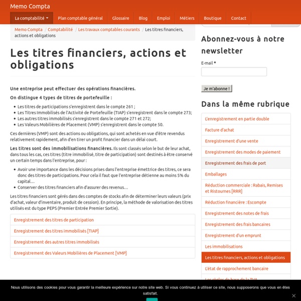 Les titres financiers, actions et obligations