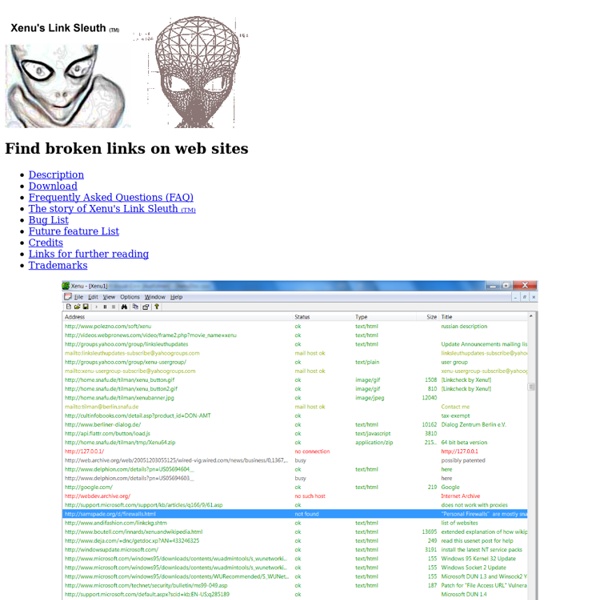 Find broken links on your site with Xenu's Link Sleuth (TM)