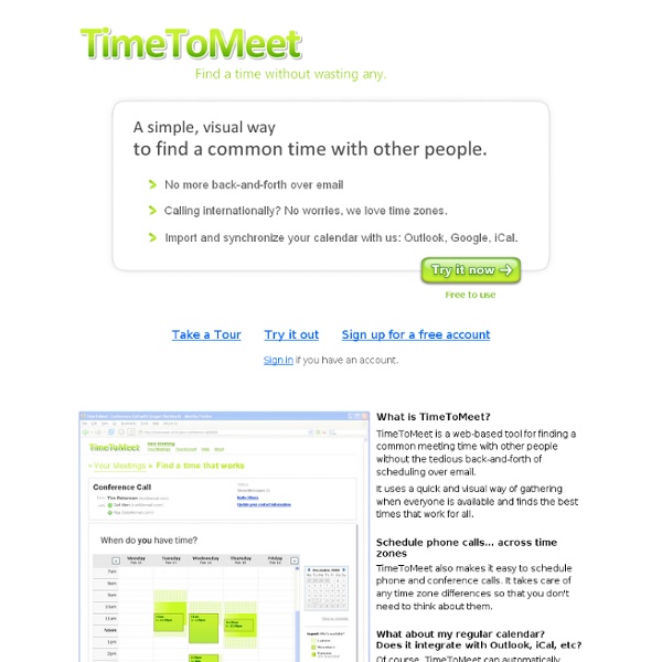 Find a meeting time the easy way: TimeToMeet.info