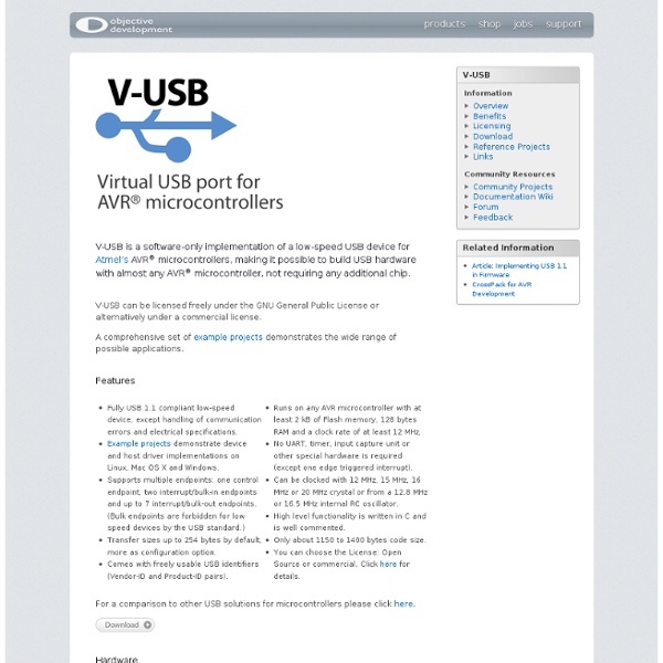 V-USB - A Firmware-Only USB Driver for Atmel AVR Microcontrollers