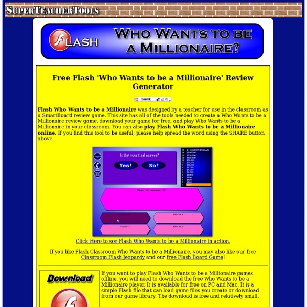 Free Flash Who Wants to be a Millionaire Review Game