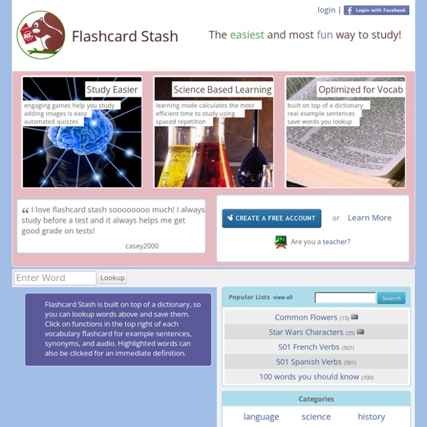 Flashcard games and study tool optimized for vocabulary