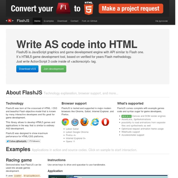 FlashJS - opensource HTML5 game engine with API similar to Flash one