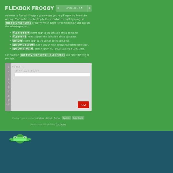 Flexbox Froggy - A game for learning CSS flexbox