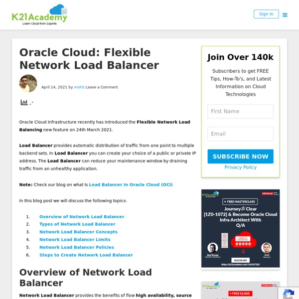 Flexible Network Load Balancer in Oracle Cloud (OCI)