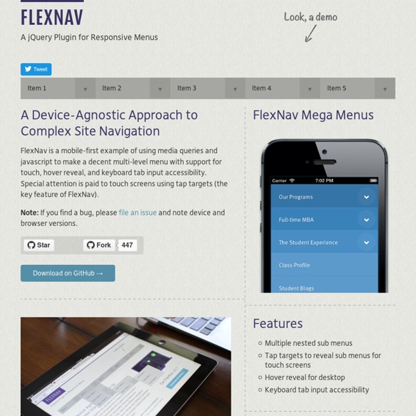 FlexNav - A jQuery Plugin for Responsive Menus