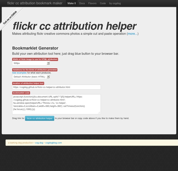 Flickr cc attribution bookmarklet maker