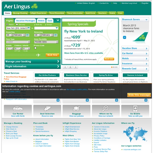 Cheap Flights - To and from Dublin, Europe, UK & USA - Aer Lingus