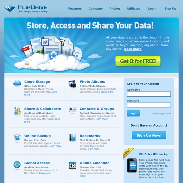 FlipDrive.com — Free Secure Online File Storage, Internet File Sharing, Photo & Video Sharing, Music Online, Store & Access Documents, Share Files Online, Online Data Backup