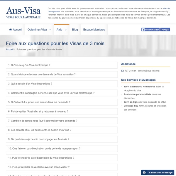 Foire aux questions pour les visas de 3 mois
