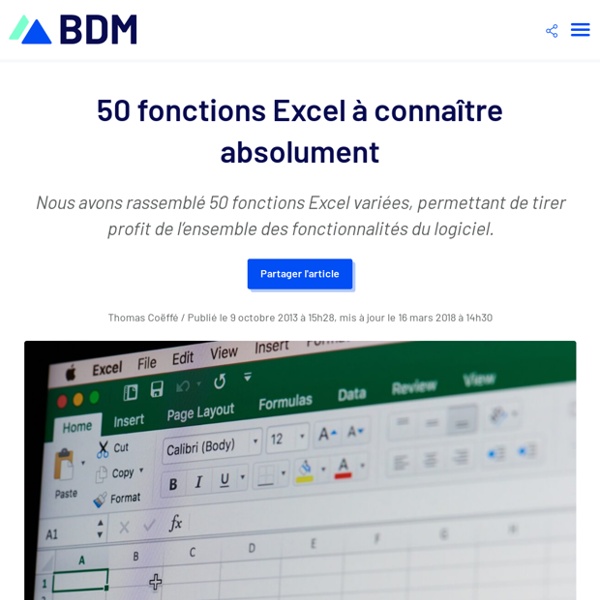 50 fonctions Excel à connaître absolument
