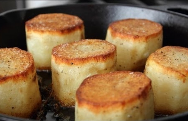 Fondant Potatoes - Crusty Potatoes Roasted with Butter and Stock