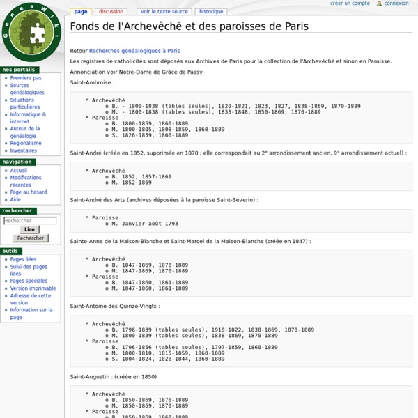 Fonds de l'Archevêché et des paroisses de Paris