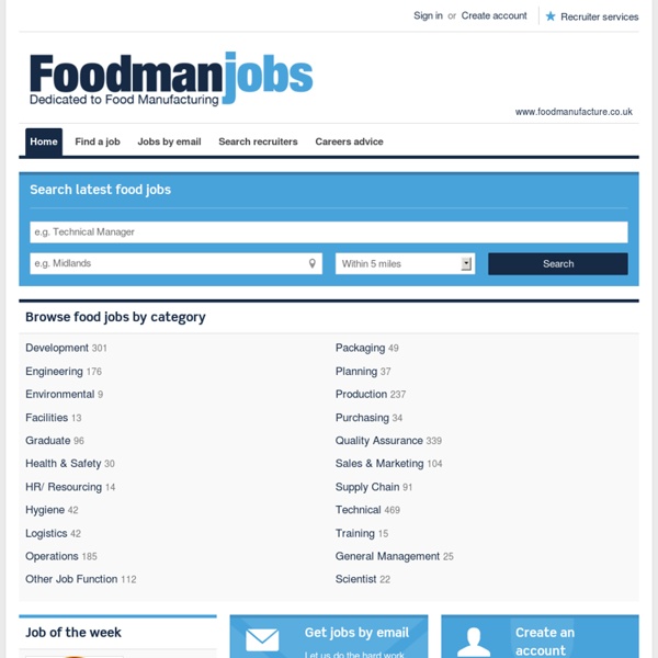 Food Jobs, Food Industry Jobs, Food Manufacturing Jobs