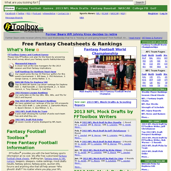Free Fantasy Football Cheatsheets & Rankings - FFToolbox.com