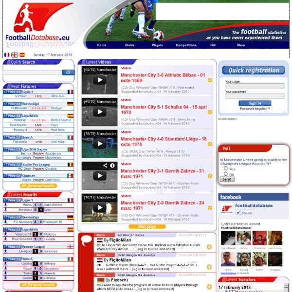 Footballdatabase.eu, l'encyclopédie du football en temps réel !