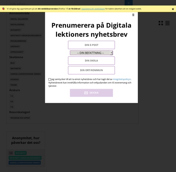 Digitala lektioner – Internetstiftelsens digitala lektioner – en fri resurs f...